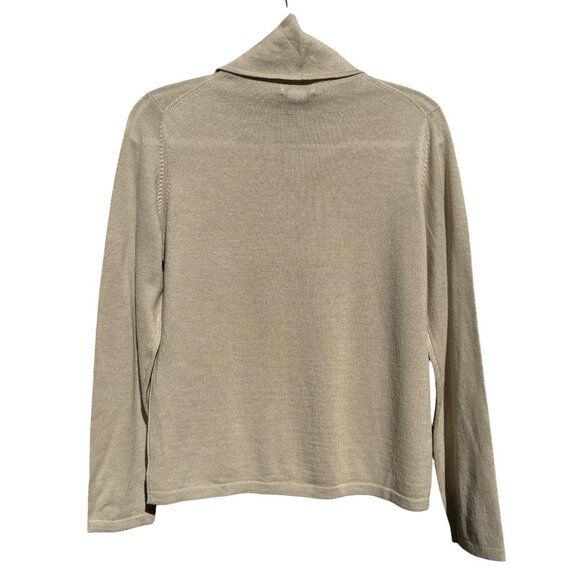 Brooks Brothers 346 Womens XL Beige 100% Merino Wool Cowl Neck Sweater - Picture 2 of 5